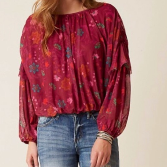NWT Free People Berry Floral Top - Picture 3 of 5